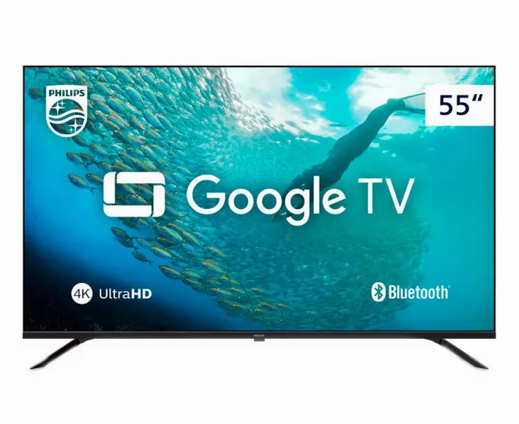 Smart Tv Led 55&Quot; Ultra Hd 4k Philips 55pug7019 Com Google Tv, Comando De Voz, Wi-Fi, Entradas Hdmi E Usb